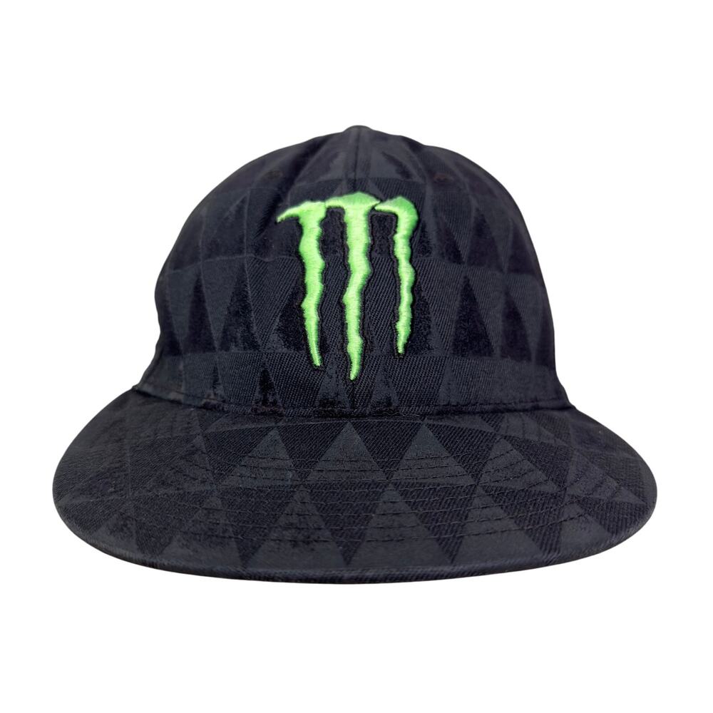 VTG Y2K Monster Energy‎ Drink Hat Fitted Small-Medium One Industries Black Green